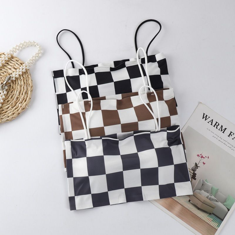 GridPop Checkered Bandeau – Bold Prints with Built-In Comfort