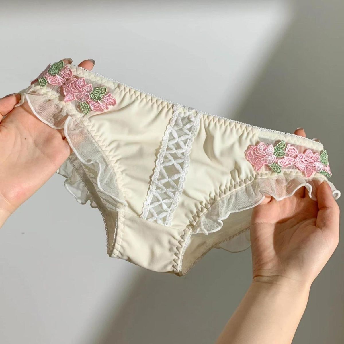 Floral Embroidered Mesh Lingerie Set – Bra & Panty Duo