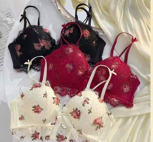 Floral Embroidered Push-Up Lingerie Set