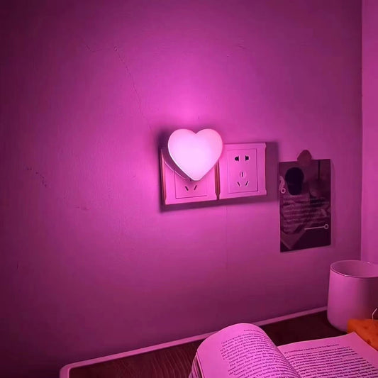 Romantic Heart-Shaped LED Plug-In Night Light