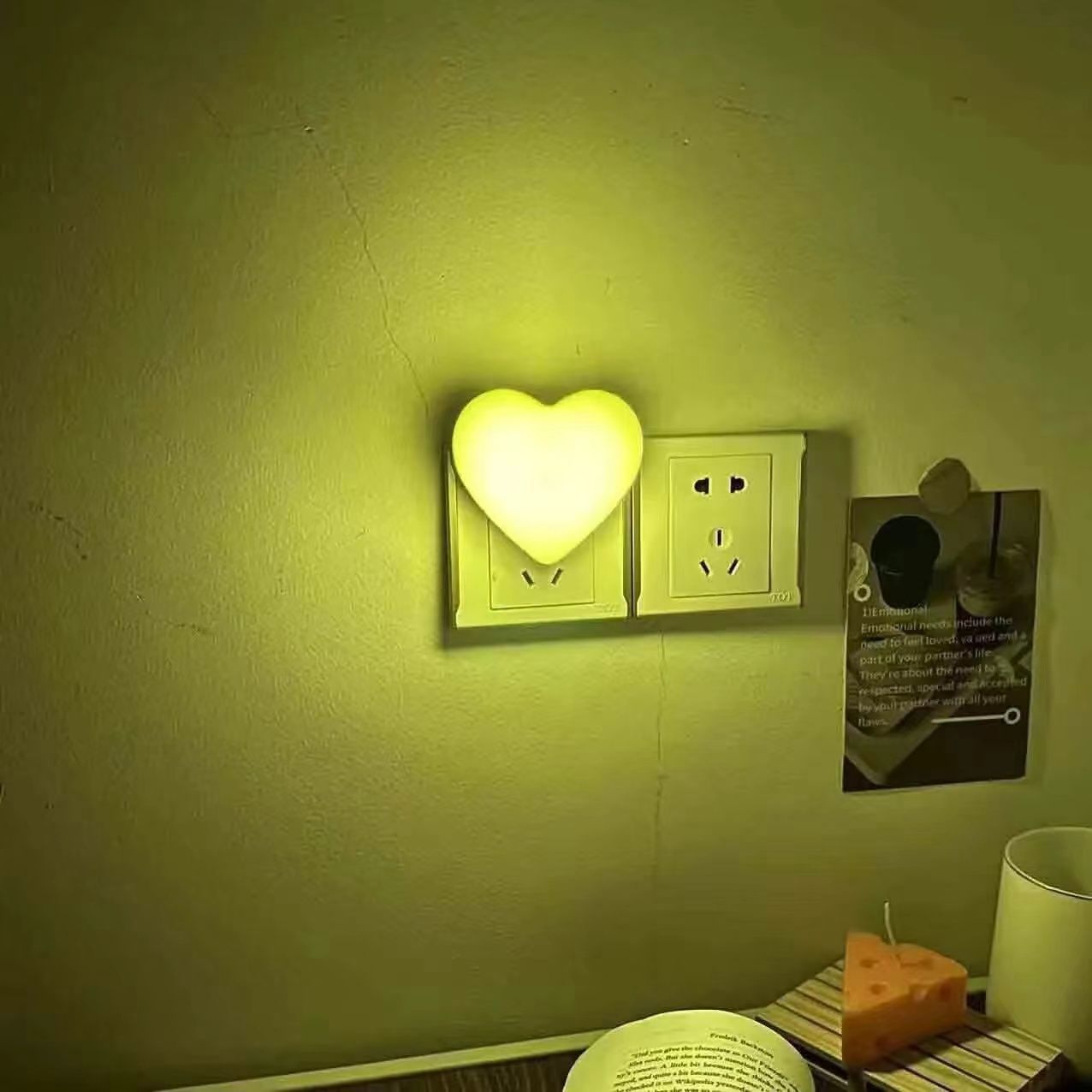 Romantic Heart-Shaped LED Plug-In Night Light