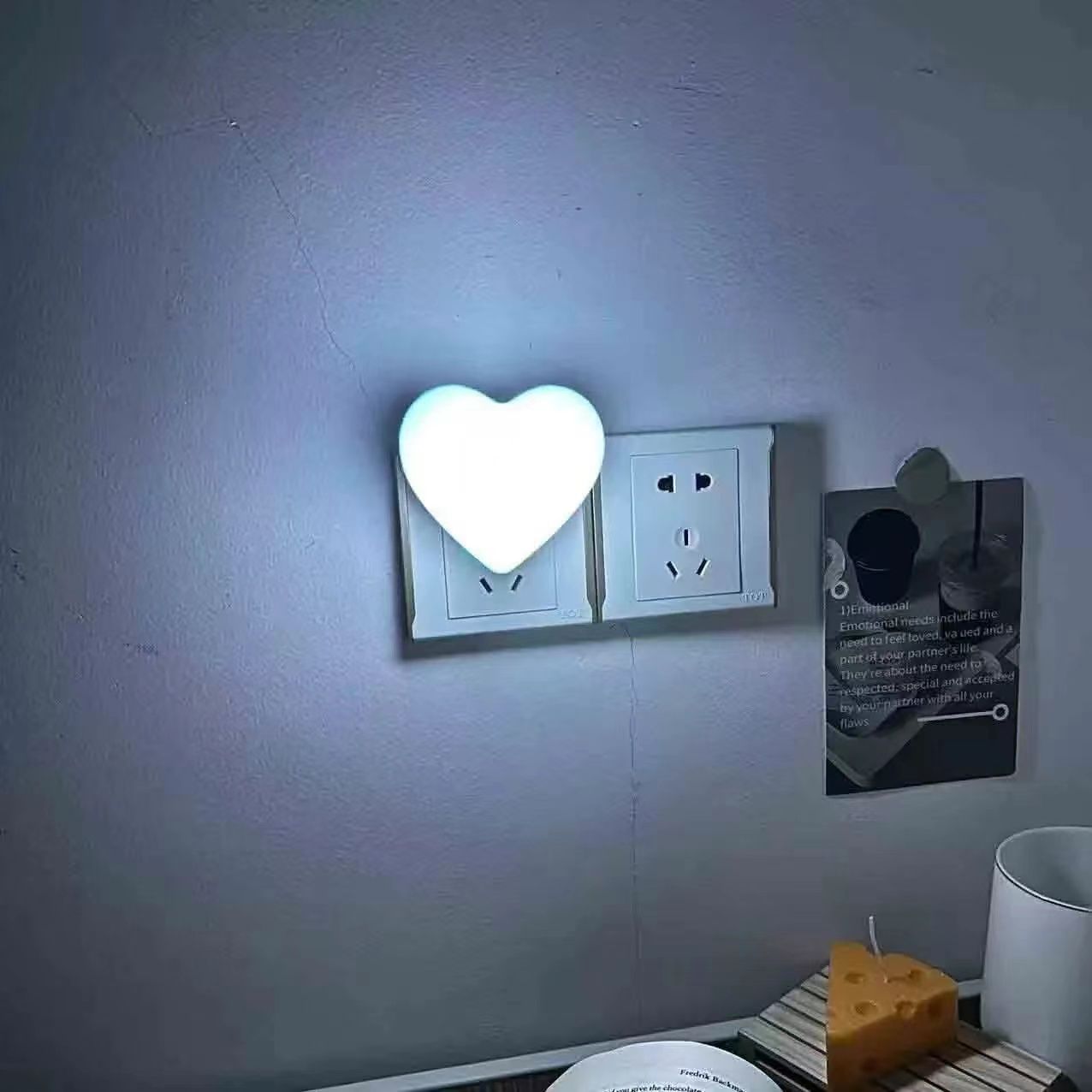 Romantic Heart-Shaped LED Plug-In Night Light