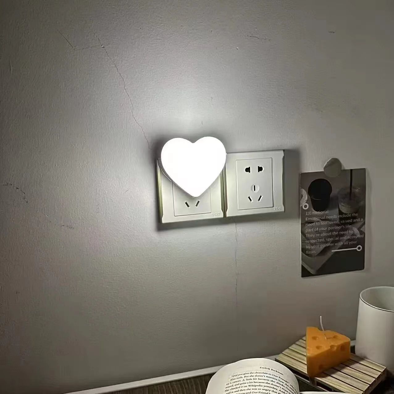Romantic Heart-Shaped LED Plug-In Night Light