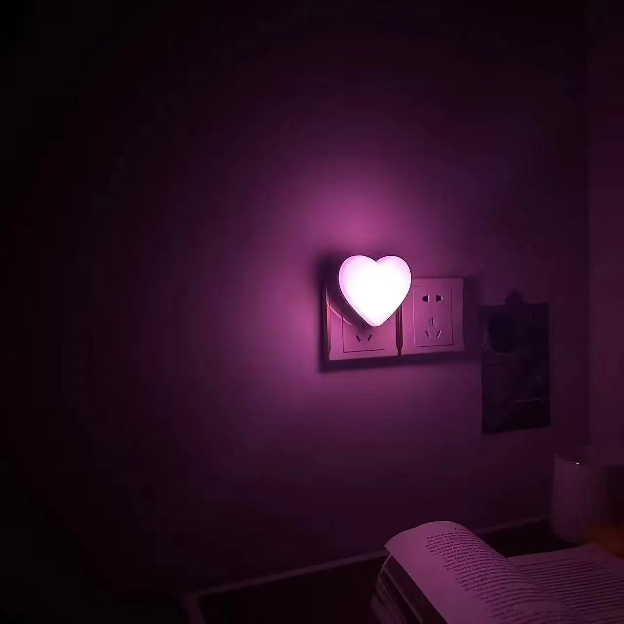 Romantic Heart-Shaped LED Plug-In Night Light