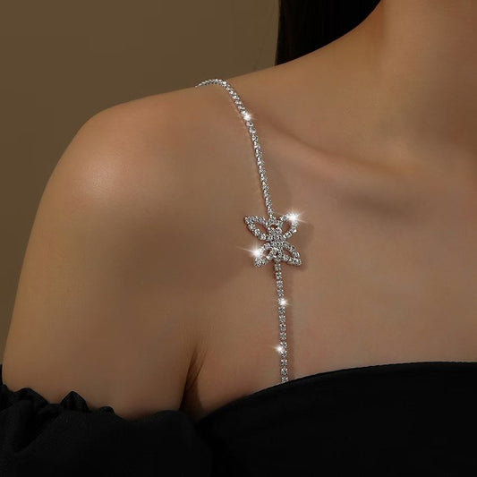 Butterfly Rhinestone Shoulder Strap – Elegant Sparkle for Any Outfit