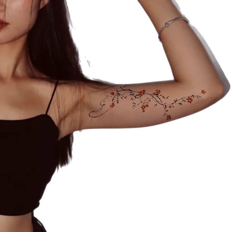 Cherry Blossom & Red Butterfly Temporary Tattoo