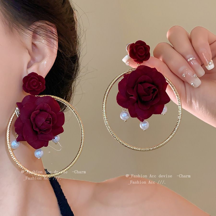 Rose Hoop Earrings