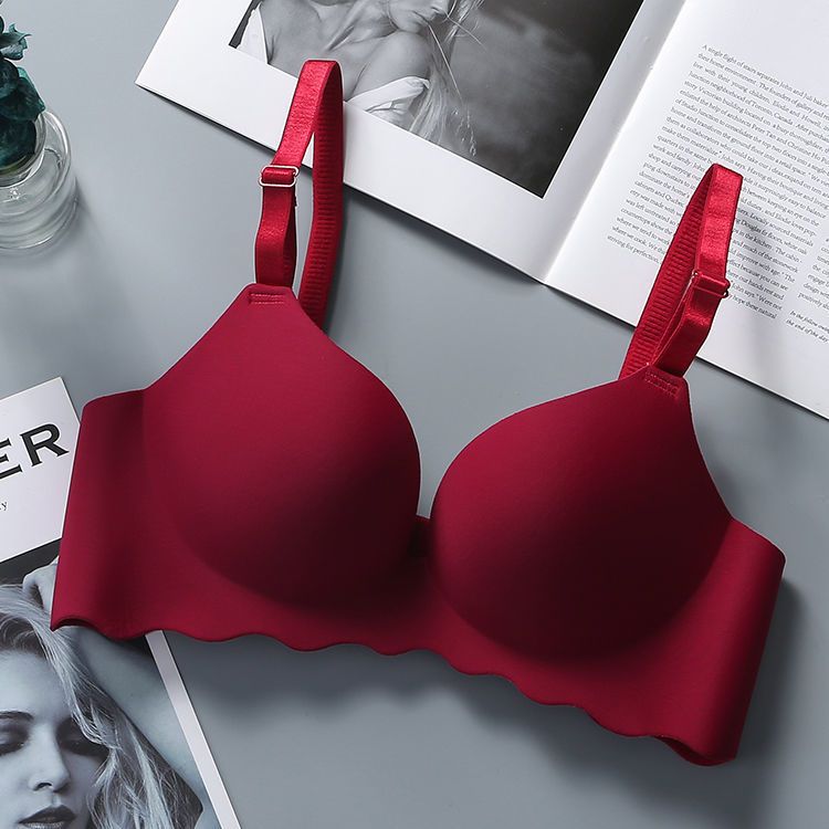 Scalloped Red Bra