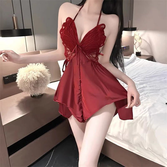 Red Lace Stain Nightwear for Women