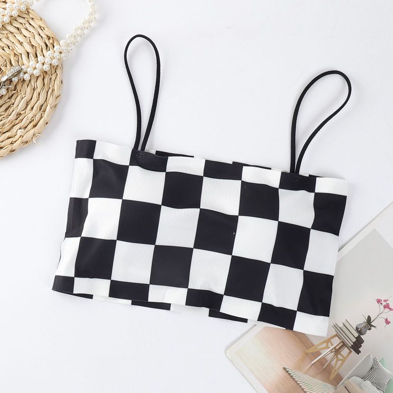 GridPop Checkered Bandeau – Bold Prints with Built-In Comfort