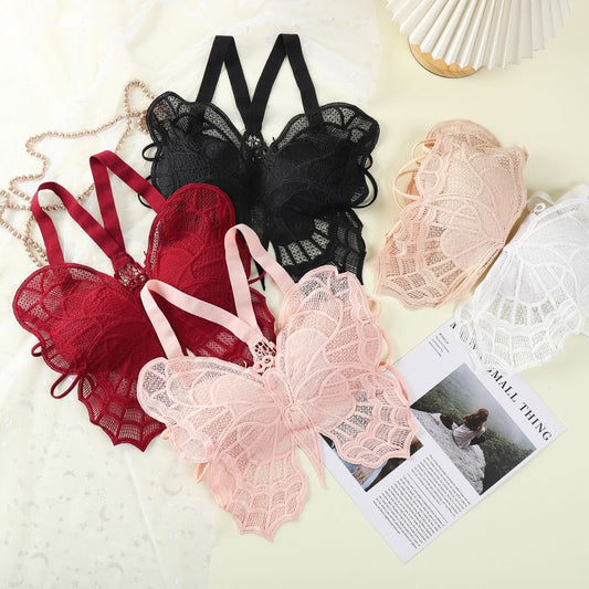 Butterfly Embroidered Lace Bra – Elegant Comfort Meets Alluring Style
