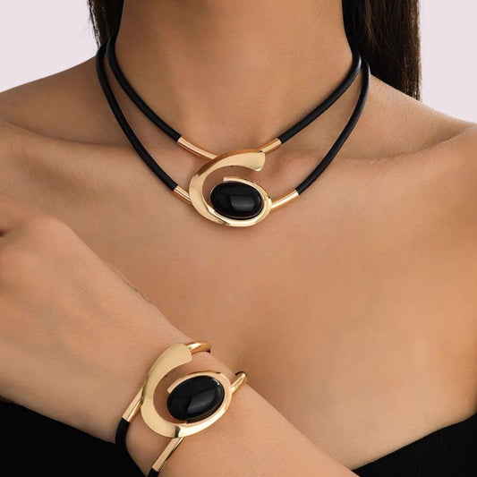 Black Stone Duo Jewelry Set