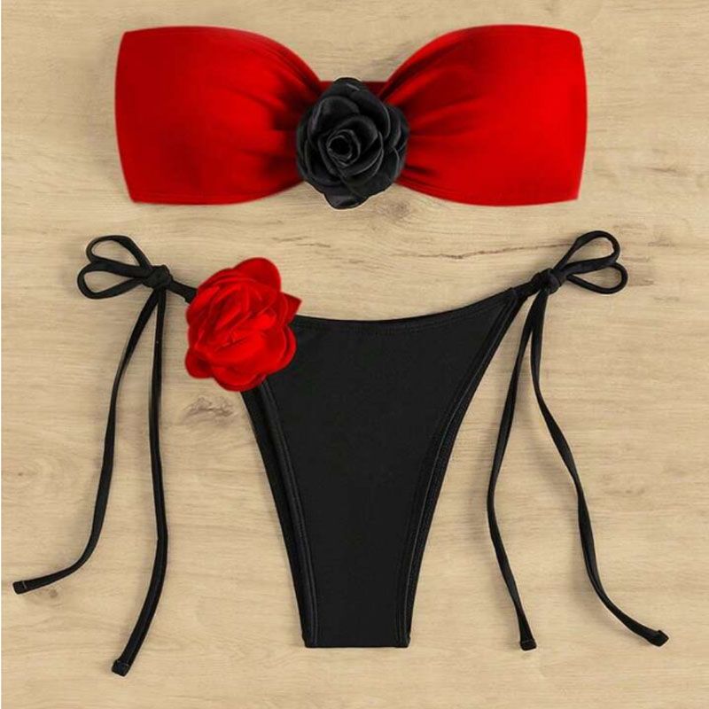 Floral Contrast Bikini Set