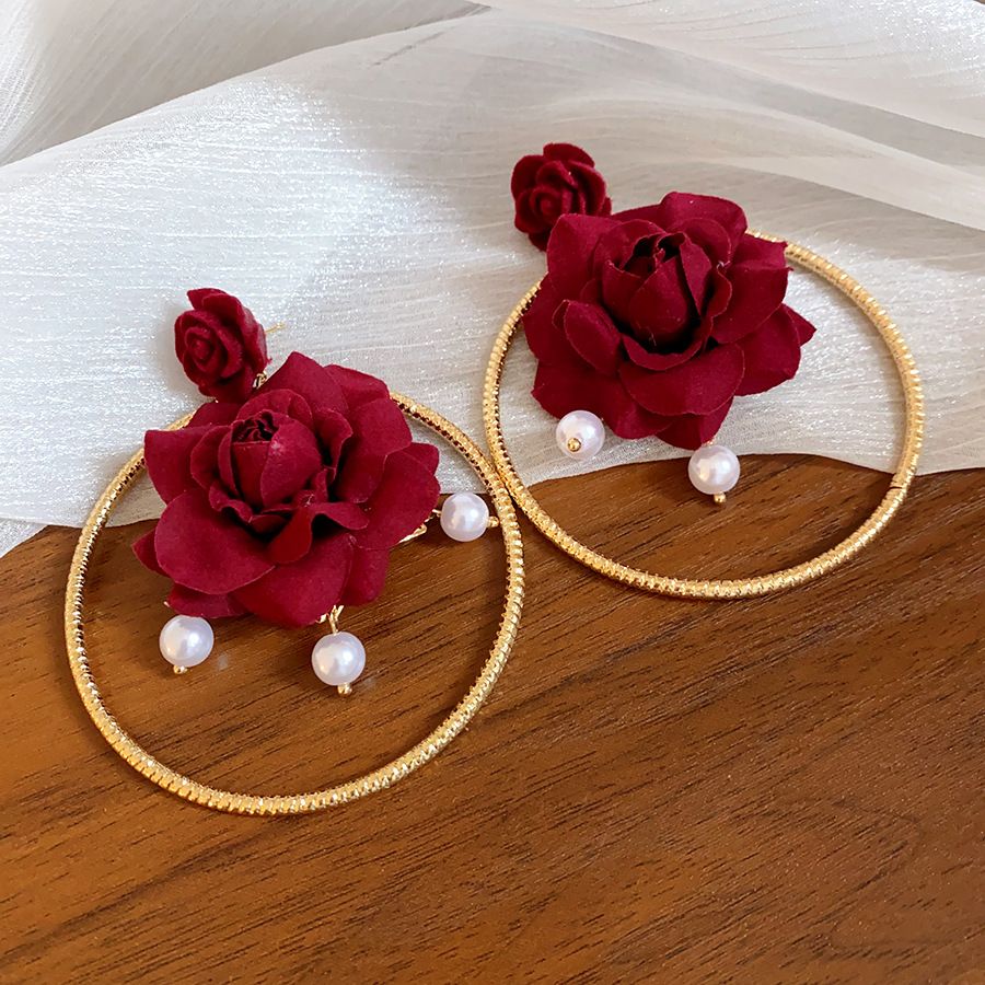 Rose Hoop Earrings
