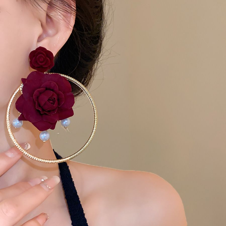 Rose Hoop Earrings