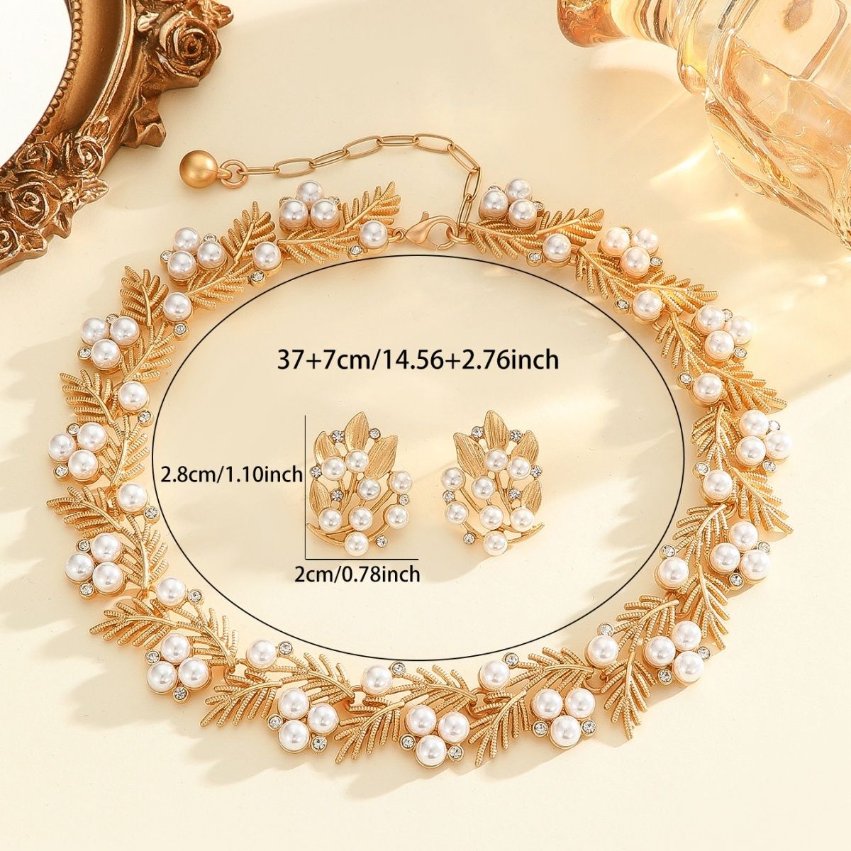 Leaf & Pearl Jewelry Set