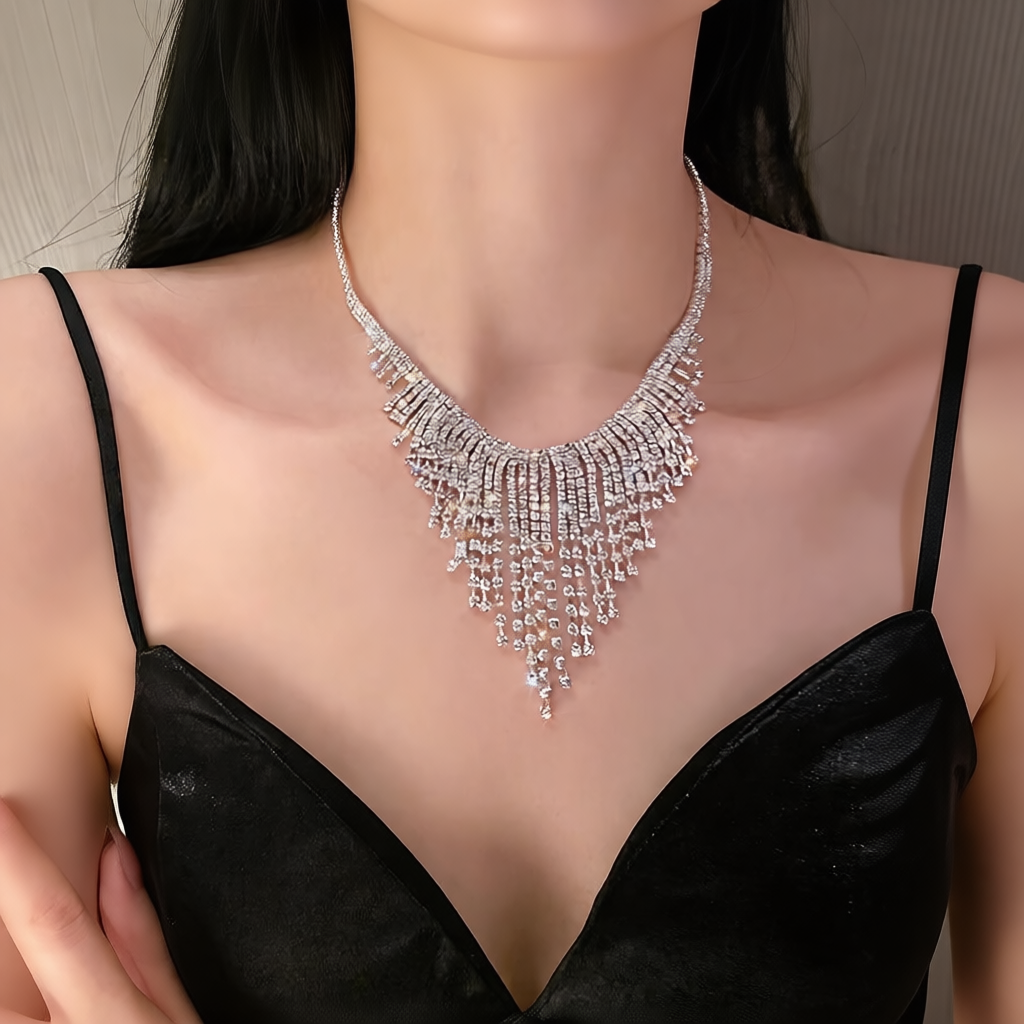 Cascading Crystal Statement Necklace