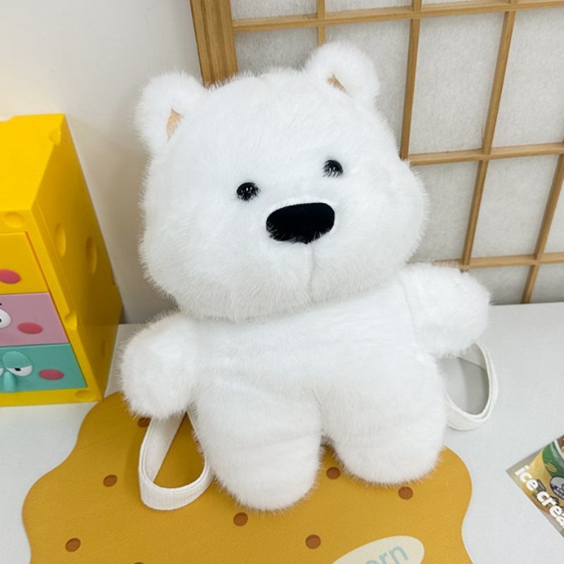 Fluffy White Teddy Bear Crossbody Bag