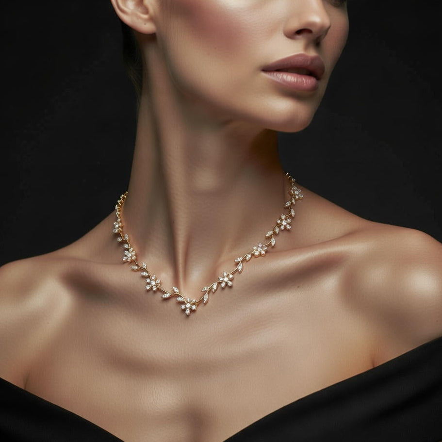 Floral Vine Jewelry Set in Rose Gold