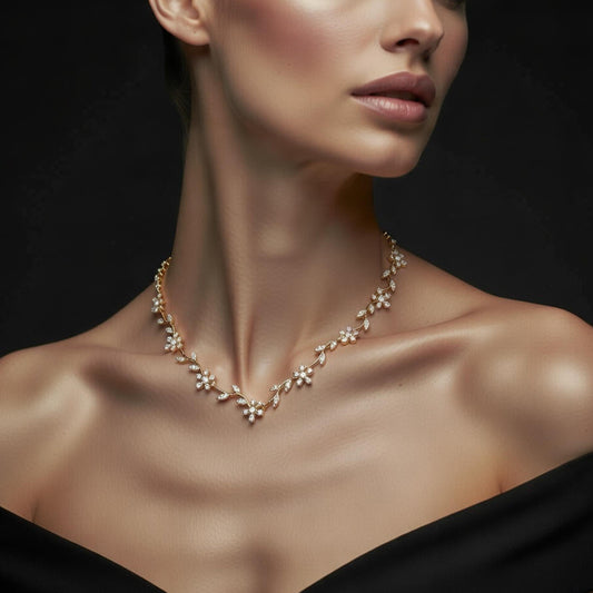 Floral Vine Jewelry Set in Rose Gold