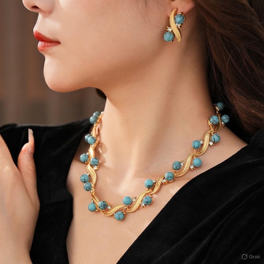 Turquoise Wave Jewelry Set